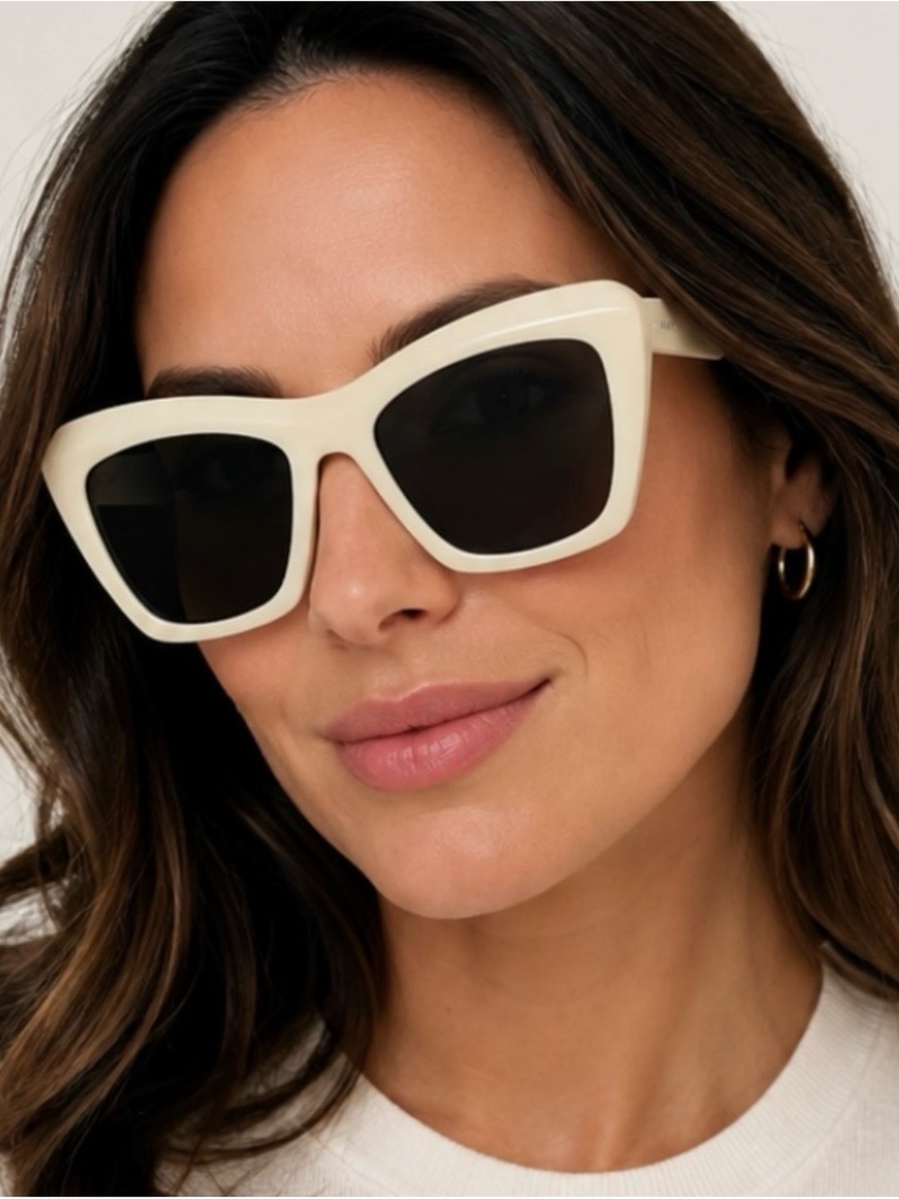 Derek Lam Ivory Cat-Eye Sunglasses (Prisha Bone)